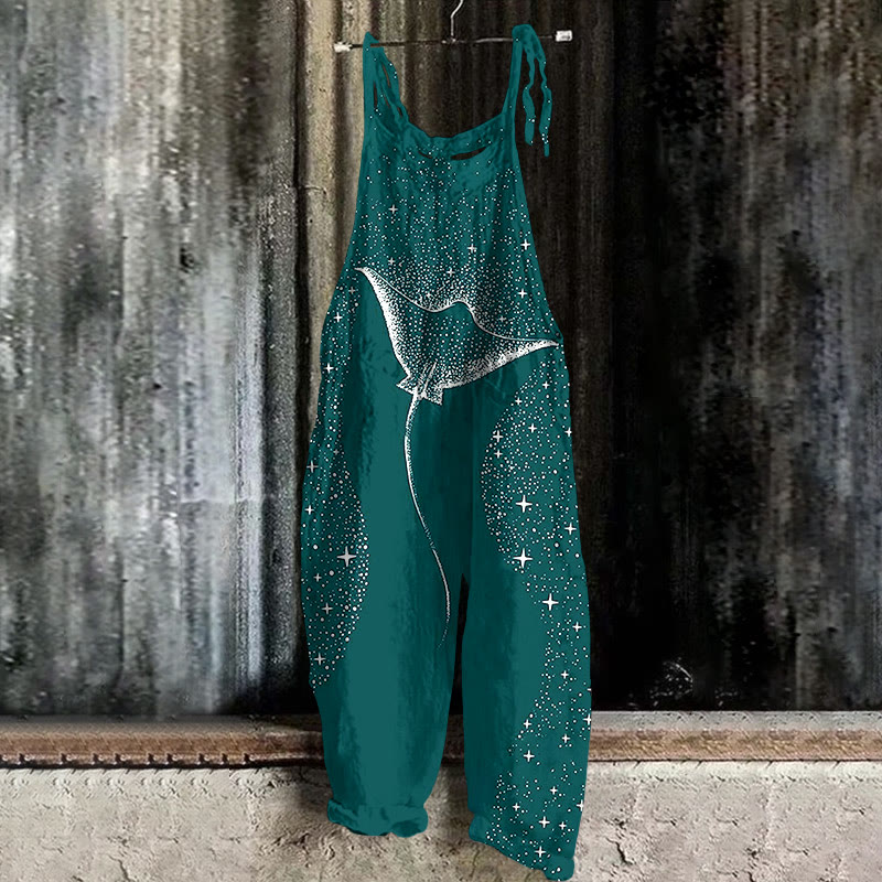 Starry Spotted Eagle Rays Print Casual Jumpsuit - Image 2