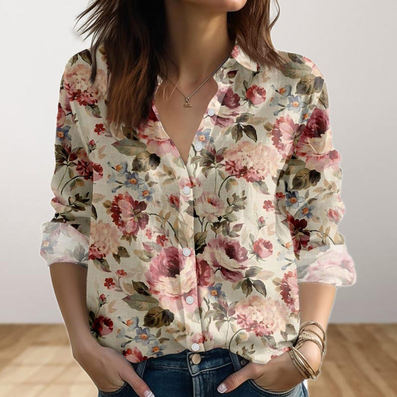 Vintage Pink Rose Blossom Art Print Long Sleeve Shirt