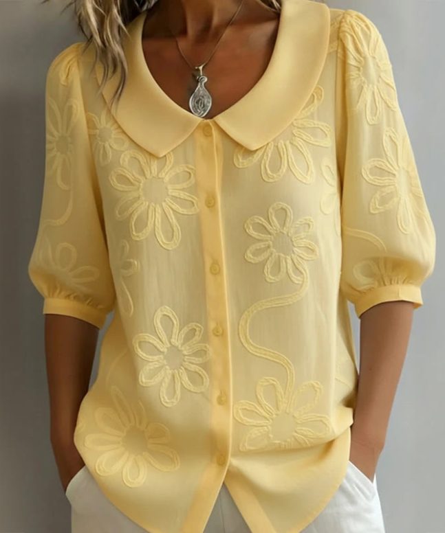Casual Floral Print Half-sleeve Shirt - Image 3