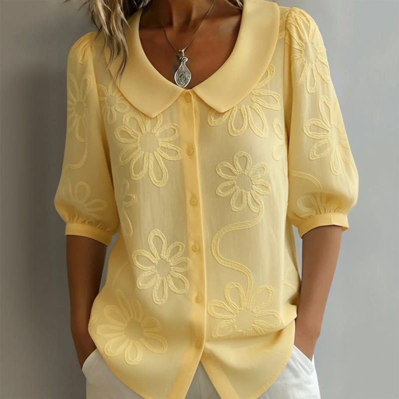 Casual Floral Print Half-sleeve Shirt - Image 3
