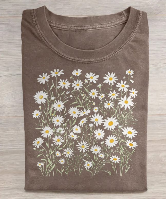 Alternative view of Unisex April Birth Daisy Flower Print Acid Washed T-shirt