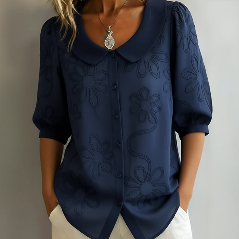 Casual Floral Print Half-sleeve Shirt - Image 5