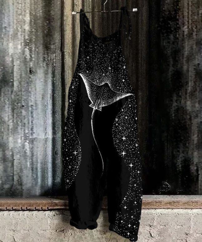 Starry Spotted Eagle Rays Print Casual Jumpsuit - Image 3