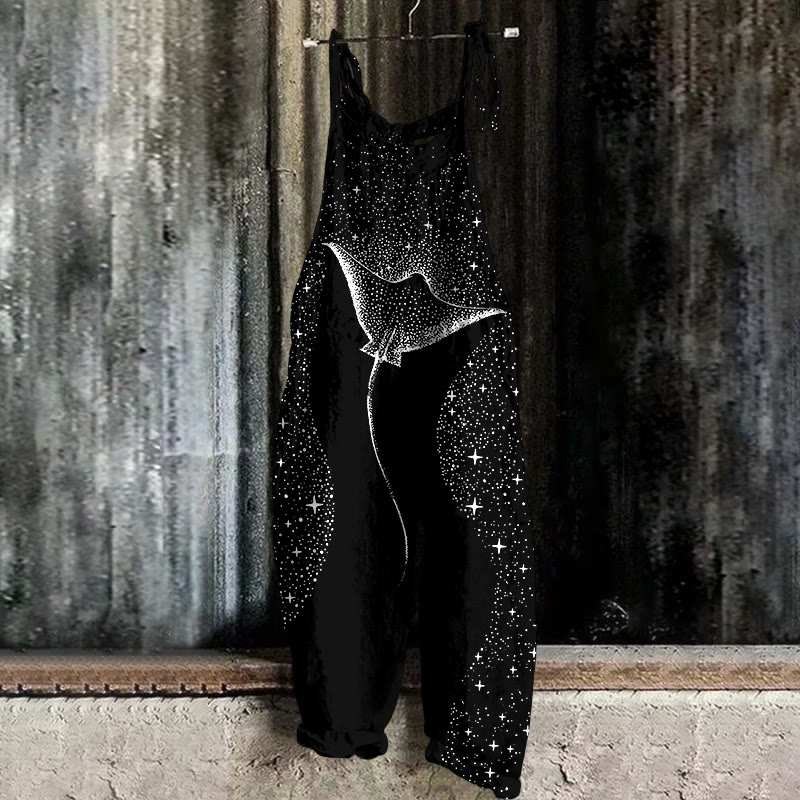 Starry Spotted Eagle Rays Print Casual Jumpsuit - Image 3
